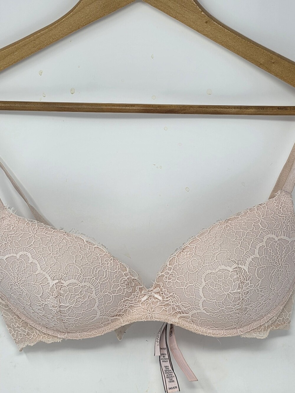 Victoria's Secret Dream Angels Padded No Wire Bra 34C Beige Lace